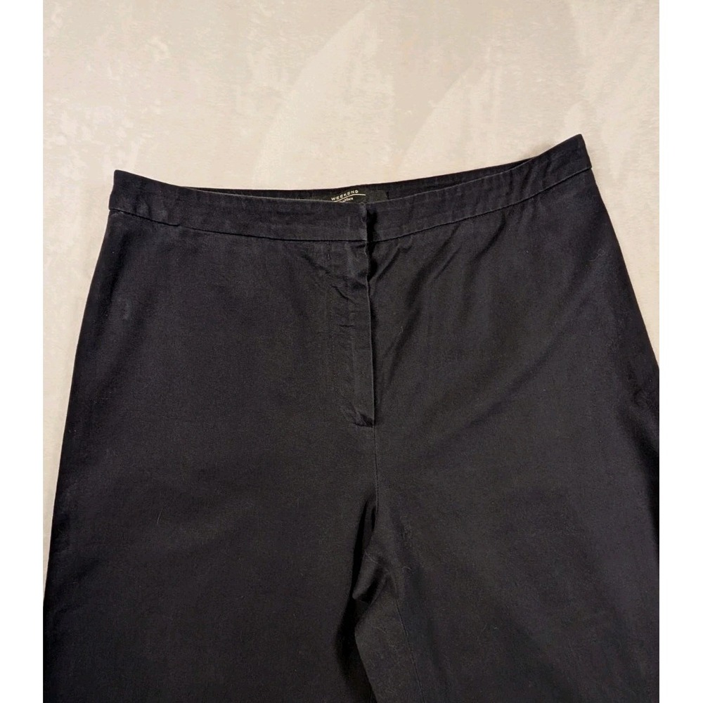 Weekend MaxMara Twill Knit Wide Leg Trousers Women Size 8 Flat Front Black - Picture 7 of 11